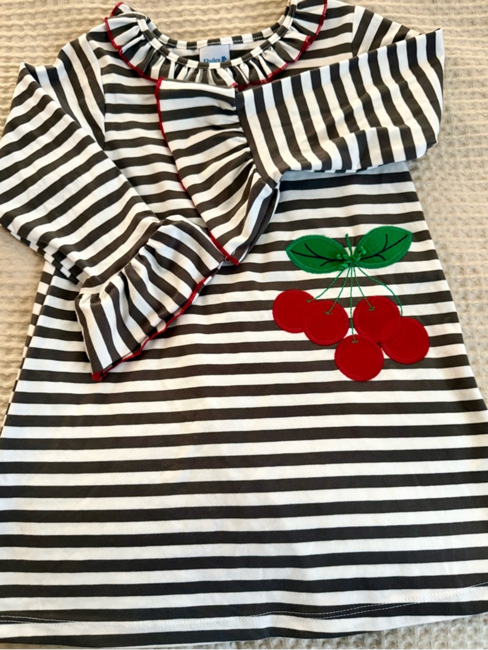 The Bailey Boys striped cherry applique knit dress